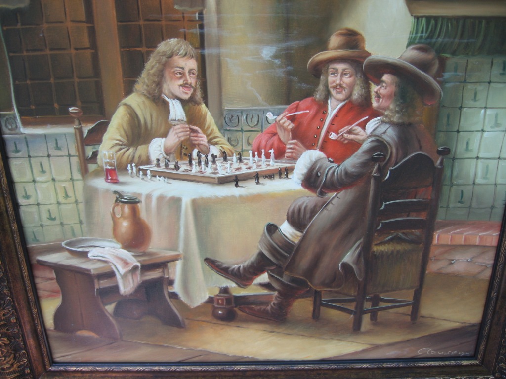Картина - Шахматисты (Германия, холст, масло) арт-19я-с8.