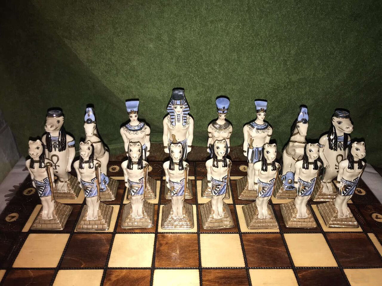 Russian Porcelain Chess Pieces Egyptian Style. Kislovodsk