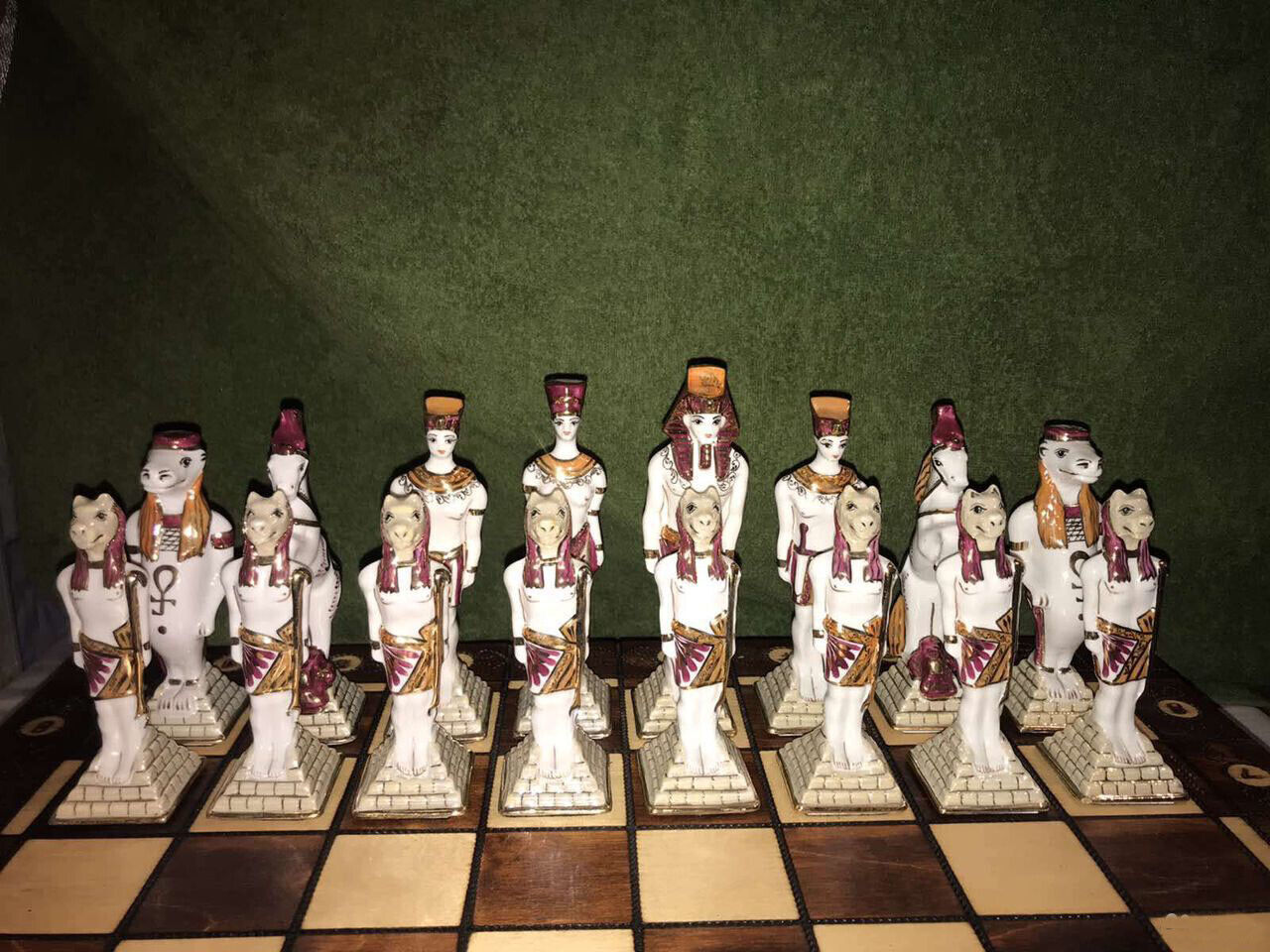 11595.Russian Porcelain Chess Pieces Egyptian Style. Kislovodsk