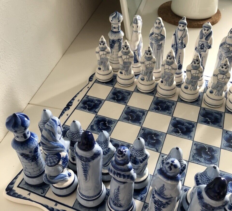 11907.Unique exemplar! Russian Porcelain Chess Set. Gzhel