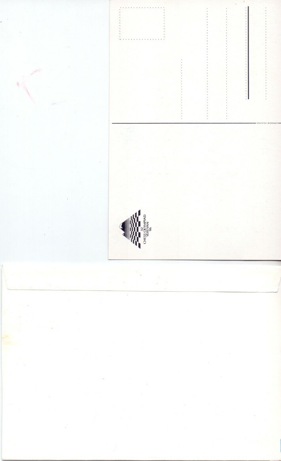 11932.Сhess envelopes and chess postcard 32 Chess Olympiad Yerevan 1996