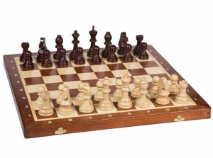 Деревянный игровой набор Стаунтон 2 в 1 №165 (шахматы - шашки) / Madon (Польша)