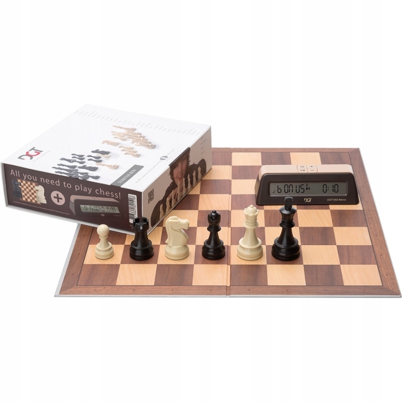 Подарочный шахматный стартовый набор DGT Brown Chess (доска, фигуры, часы) (Голландия)