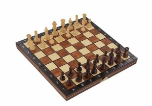 Шахматы дорожные деревянные магнитные с доской / Chess magnetic (Польша) (Wegiel). Уценка