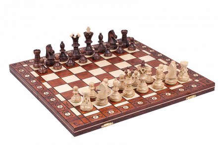 Большие деревянные шахматы с доской Амбассадор / Ambassador (Польша) (Wegiel)