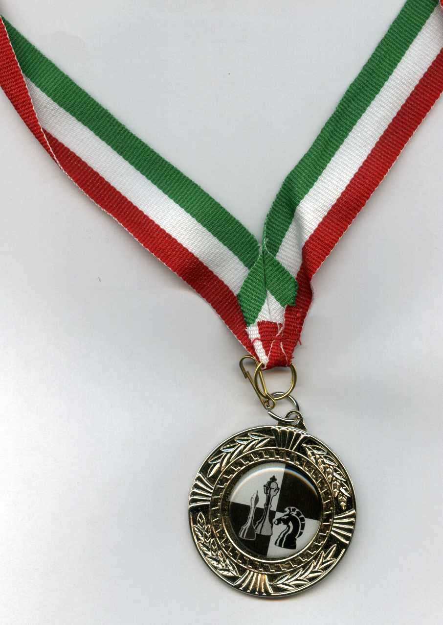 Медаль L (45мм) шахматы на ленте 19 мм - серебро