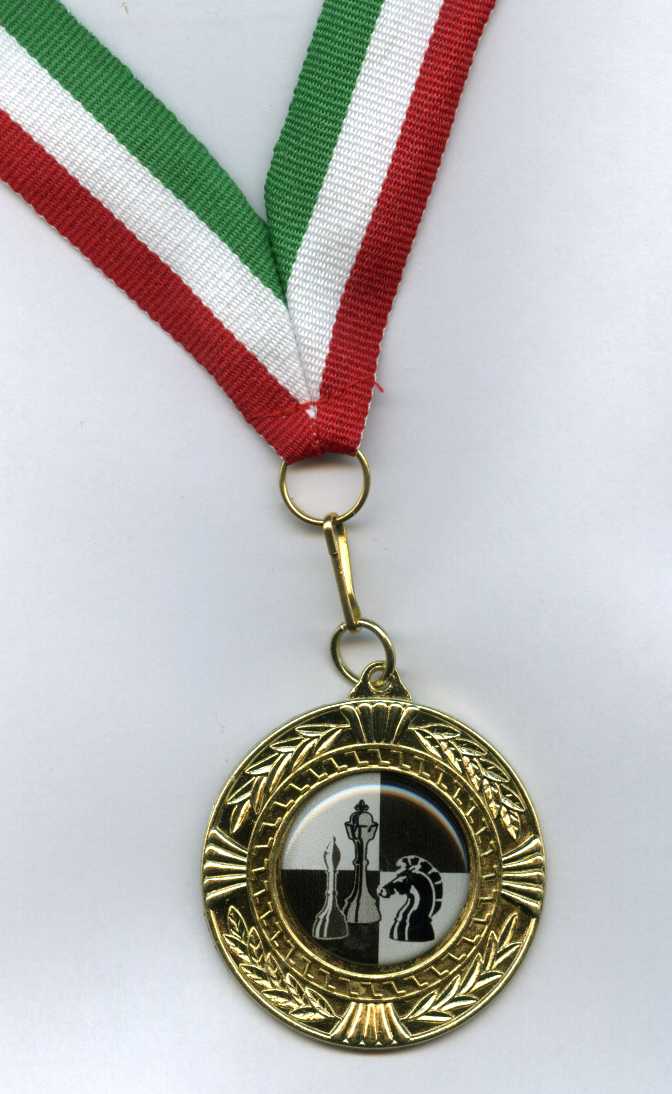 Медаль L (45) шахматная  на ленте 19 мм - золото