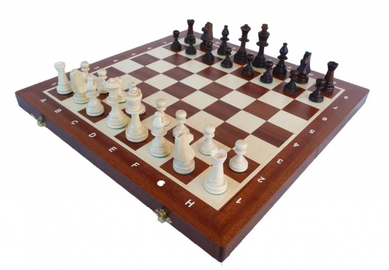 Большие деревянные шахматы с утяжелителем Турнирные №5 / Tournament №5 (Польша)